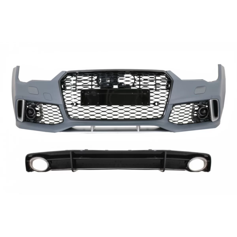 Paraurti anteriore con Diffusore posteriore nero and Terminali di scarico compatibile con Audi A7 4G