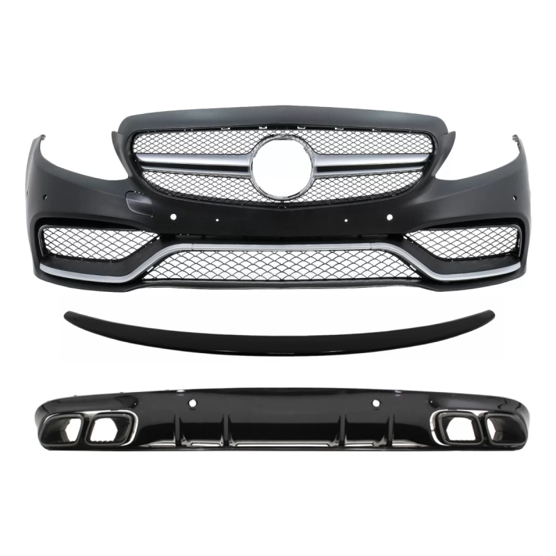 Paraurti anteriore compatibile con Mercedes C-Classe C205 A205 Cabrio (2014-2019) con Trunk Spoiler 