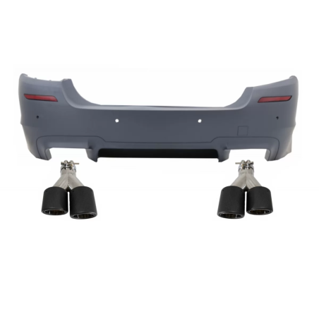 Paraurti posteriore compatibile con BMW 5 Serie F10 (2011-2017) con Dual Twin Terminali di scarico f