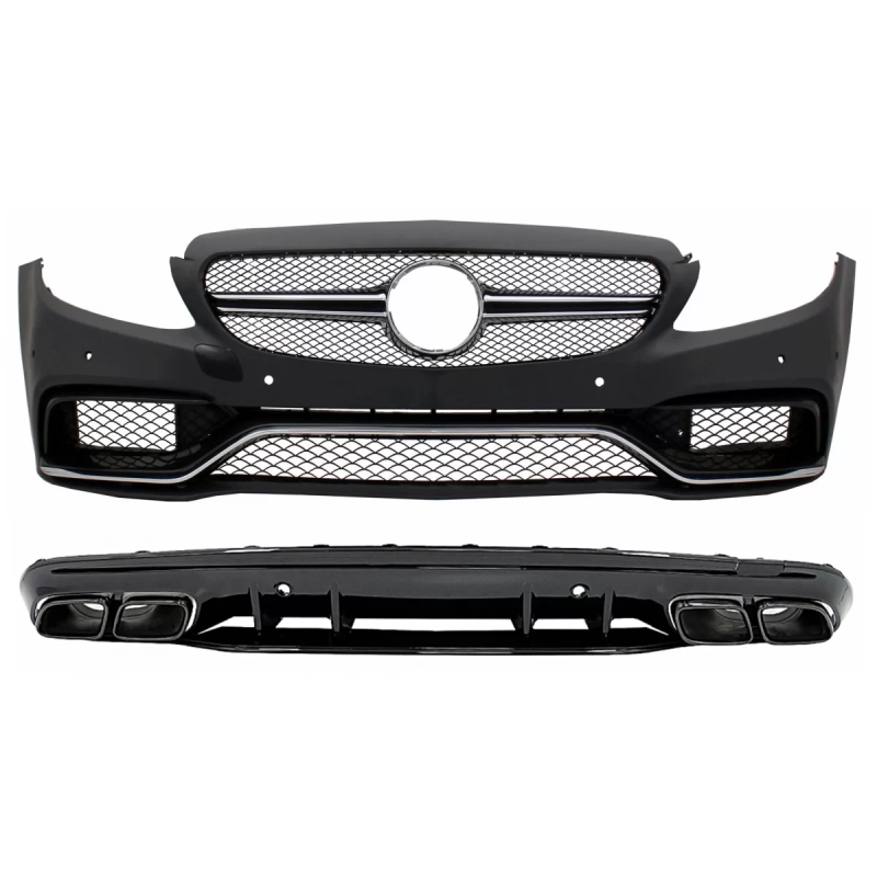 Paraurti anteriore con Diffusore and nero Tips compatibile con Mercedes C-Classe W205 S205 (2014-202