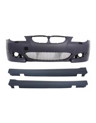 Paraurti anteriore compatibile con BMW 5 Serie E60 E61 (2003-2010) con Minigonne laterali design M5 