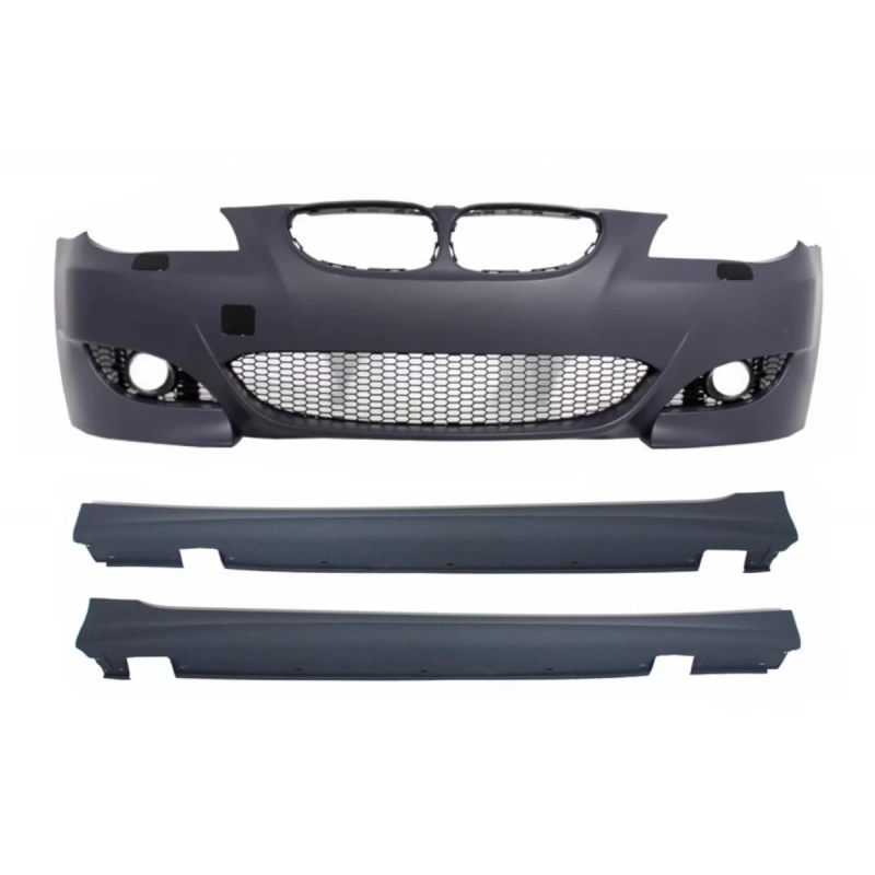 Paraurti anteriore compatibile con BMW 5 Serie E60 E61 (2003-2010) con Minigonne laterali design M5 