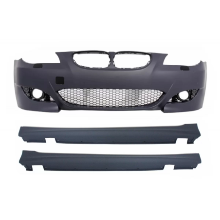 Paraurti anteriore compatibile con BMW 5 Serie E60 E61 (2003-2010) con Minigonne laterali design M5 