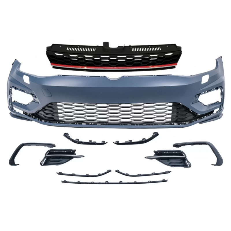 Paraurti anteriore con Central Badgeless Grille compatibile con VW Golf 7.5 (2017-2020) R GTI design