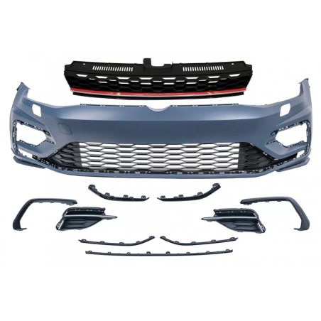 Paraurti anteriore con Central Badgeless Grille compatibile con VW Golf 7.5 (2017-2020) R GTI design