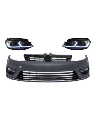 Paraurti anteriore and LED Fari anteriori compatibile con VW Golf 7 VII (2012-2017) RHD Facelift G7.