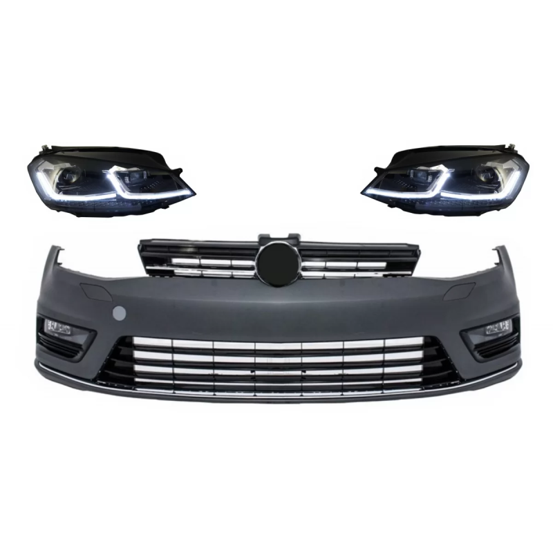 Paraurti anteriore and LED Fari anteriori compatibile con VW Golf 7 VII (2012-2017) RHD Facelift G7.