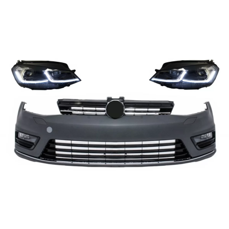 Paraurti anteriore and LED Fari anteriori compatibile con VW Golf 7 VII (2012-2017) RHD Facelift G7.