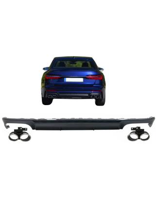 Paraurti posteriore Spoiler Diffusore con Terminali di scarico compatibile con Audi A6 C8 4K Avant B