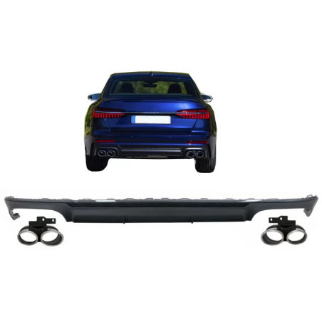 Paraurti posteriore Spoiler Diffusore con Terminali di scarico compatibile con Audi A6 C8 4K Avant B