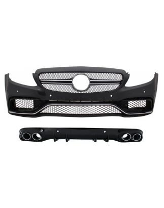 Paraurti anteriore con Diffusore Double Outlet and Terminali di scarico compatibile con Mercedes C-C