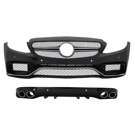 Paraurti anteriore con Diffusore Double Outlet and Terminali di scarico compatibile con Mercedes C-C