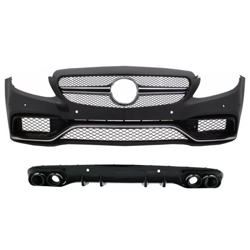 Paraurti anteriore con Diffusore Double Outlet and Terminali di scarico compatibile con Mercedes C-C