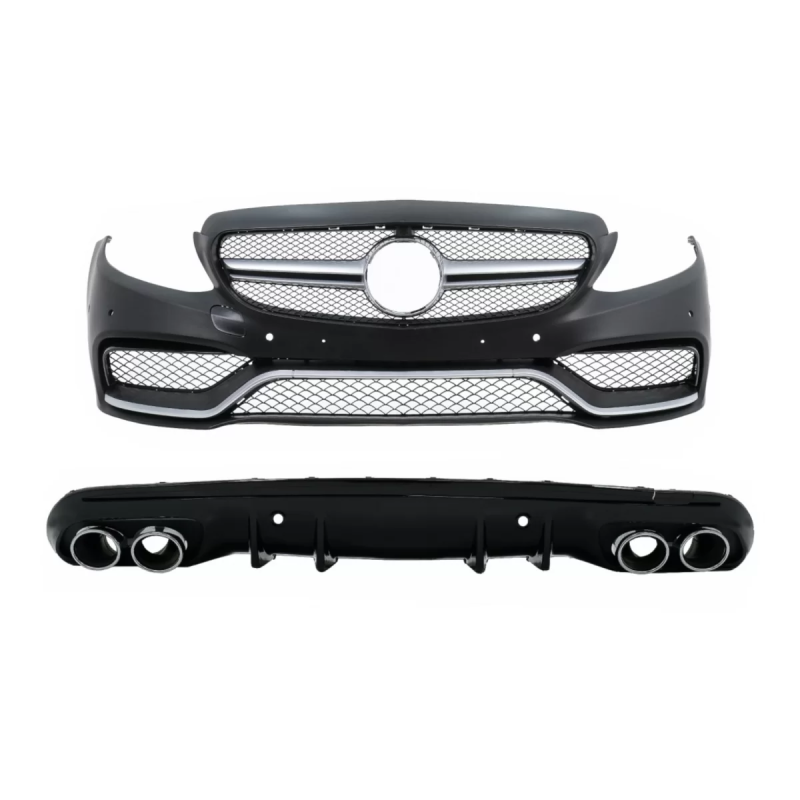 Paraurti anteriore con Diffusore and Terminali di scarico compatibile con Mercedes C-Classe W205 Ber