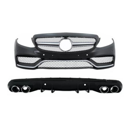 Paraurti anteriore con Diffusore and Terminali di scarico compatibile con Mercedes C-Classe W205 Ber