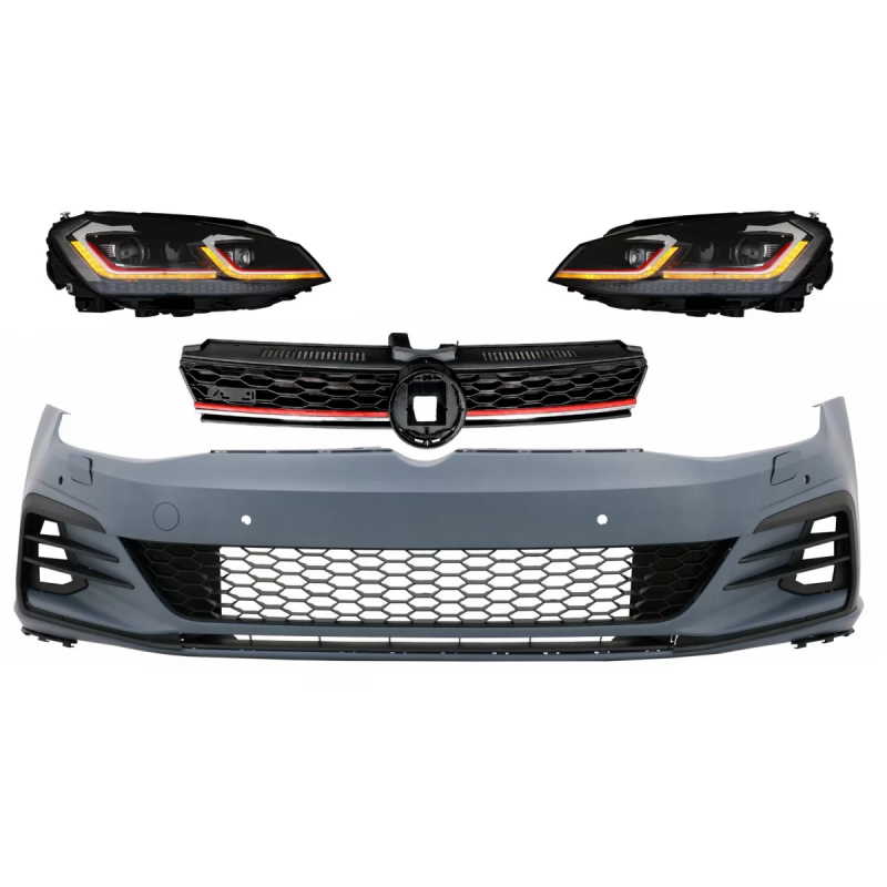 Paraurti anteriore compatibile con VW Golf VII 7 (2013-2017) con LED Fari anteriori Sequential Dynam
