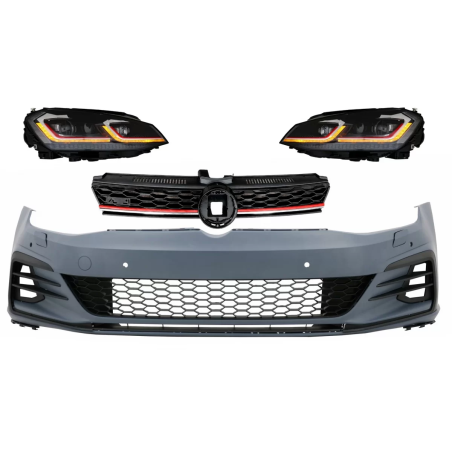 Paraurti anteriore compatibile con VW Golf VII 7 (2013-2017) con LED Fari anteriori Sequential Dynam