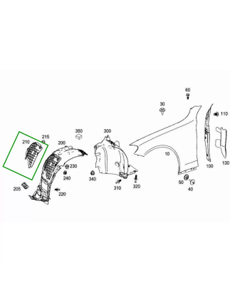 Front LEFT Fender Liner Cover Servicing Flap compatibile con Mercedes C-Classe W205 Berlina (2014-20