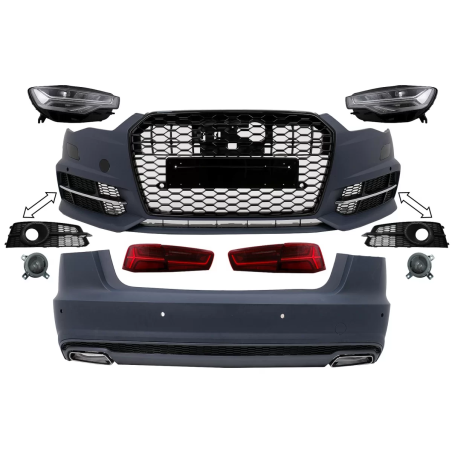 Kit carrozzeria completo compatibile con Audi A6 C7 4G Berlina (2011-2017) Conversion to 2018 design