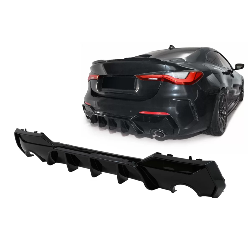 Paraurti posteriore Spoiler Diffusore compatibile con BMW 4 Serie G22 G23 (2020-in poi) nero lucido 