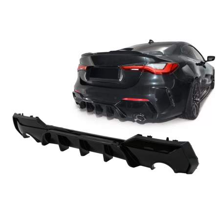 Paraurti posteriore Spoiler Diffusore compatibile con BMW 4 Serie G22 G23 (2020-in poi) nero lucido 