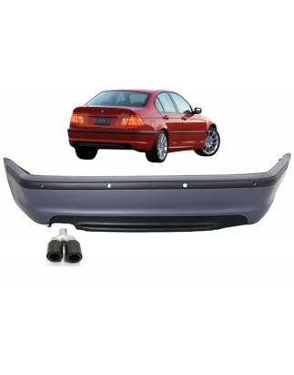 Paraurti posteriore compatibile con BMW 3 Serie E46 4D Berlina (1998-2004) design M-Technik con Exha