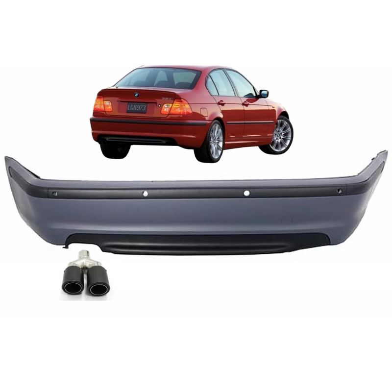 Paraurti posteriore compatibile con BMW 3 Serie E46 4D Berlina (1998-2004) design M-Technik con Exha