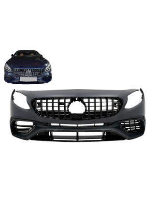 Paraurti anteriore compatibile con Mercedes S-Classe C217 (2015-2021) S63 design All nero (Cod. K-FB