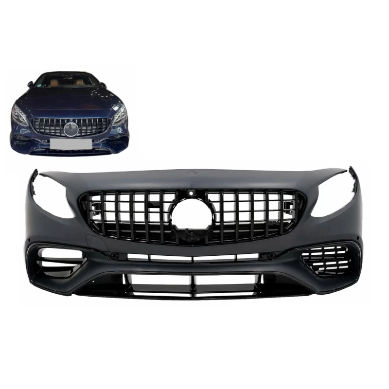 Paraurti anteriore compatibile con Mercedes S-Classe C217 (2015-2021) S63 design All nero (Cod. K-FB