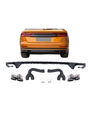 Spoiler diffusore sottoparaurti posteriore Double Outlet compatibile con Audi Q8 S-Line (2018-2023) 