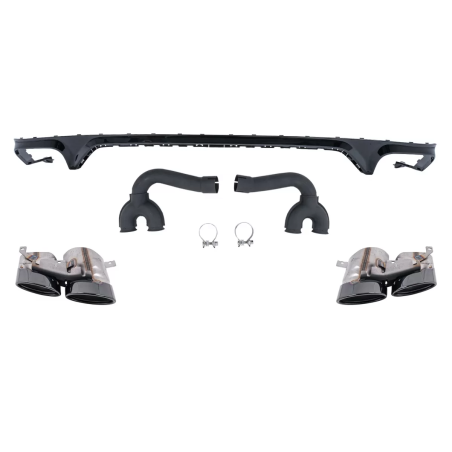 Spoiler diffusore sottoparaurti posteriore Double Outlet compatibile con Audi Q8 S-Line (2018-2023) 