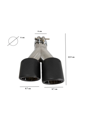 Universal Dual Twin Terminali di scarico fibra di carbonio Matte Finish Inlet 6cm/2.36inch (Cod. K-G