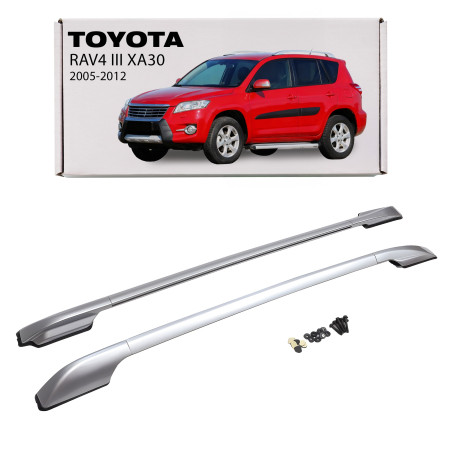 TOYOTA RAV4 III XA30 2005-2012 ARGENTO BARRE LONGITUDINALI TETTO OEM (Cod. AP-19592_A4x4)