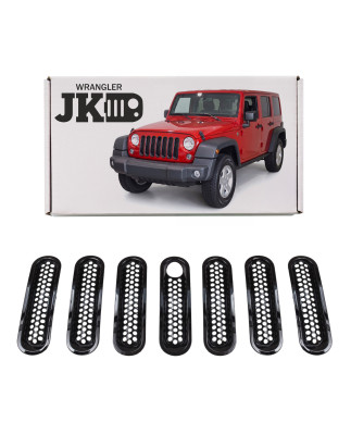 JEEP WRANGLER JK 2007-2018 INSERTI MASCHERINA NERI ABS CON FORO PER SERRATURA (Cod. AP-27984_A4x4)