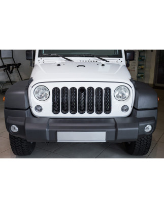 JEEP WRANGLER JK 2007-2018 INSERTI MASCHERINA NERI ABS CON FORO PER SERRATURA (Cod. AP-27984_A4x4)