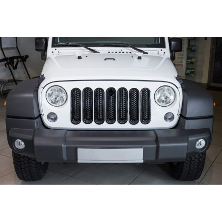 JEEP WRANGLER JK 2007-2018 INSERTI MASCHERINA NERI ABS CON FORO PER SERRATURA (Cod. AP-27984_A4x4)
