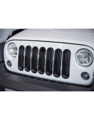 JEEP WRANGLER JK 2007-2018 INSERTI MASCHERINA NERI ABS CON FORO PER SERRATURA (Cod. AP-27984_A4x4)