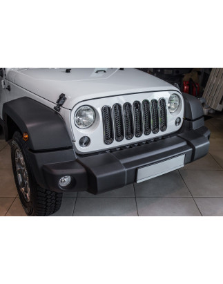 JEEP WRANGLER JK 2007-2018 INSERTI MASCHERINA NERI ABS CON FORO PER SERRATURA (Cod. AP-27984_A4x4)