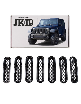 JEEP WRANGLER JK 2007-2018 ESTETICI INSERTI MASCHERINA NERI ABS (Cod. AP-27985_A4x4)