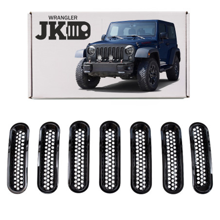 JEEP WRANGLER JK 2007-2018 ESTETICI INSERTI MASCHERINA NERI ABS (Cod. AP-27985_A4x4)