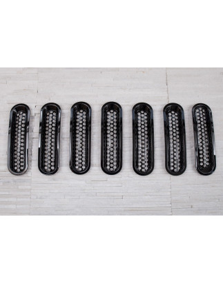 JEEP WRANGLER JK 2007-2018 ESTETICI INSERTI MASCHERINA NERI ABS (Cod. AP-27985_A4x4)