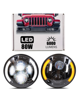 JEEP WRANGLER JL 2018+ FARI LED ANTERIORI 7'' MODELLO CALIFORNIA 80W 6000 LUMEN (Cod. AP-50526_A4x4)