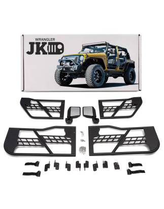 JEEP WRANGLER JK 4 PORTE 2007-2018 PORTE TUBOLARI SAFARI CON SPECCHIETTO (Cod. AP-31802_A4x4)