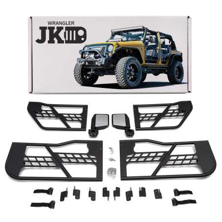 JEEP WRANGLER JK 4 PORTE 2007-2018 PORTE TUBOLARI SAFARI CON SPECCHIETTO (Cod. AP-31802_A4x4)