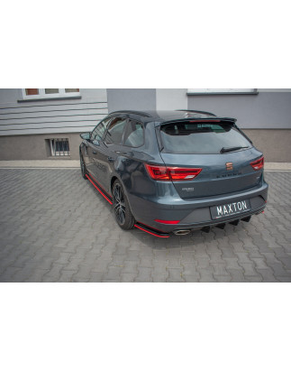 Splitters posteriori laterali V.4 Seat Leon Cupra Mk3 FL Sportstourer (Cod. M-SELE3FCUST-RSD1RRED+RS