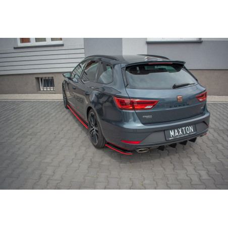 Splitters posteriori laterali V.4 Seat Leon Cupra Mk3 FL Sportstourer (Cod. M-SELE3FCUST-RSD1RRED+RS