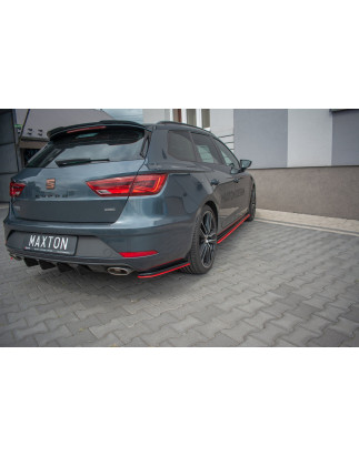 Splitters posteriori laterali V.4 Seat Leon Cupra Mk3 FL Sportstourer (Cod. M-SELE3FCUST-RSD1RRED+RS