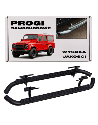 LAND ROVER DEFENDER 110 2003-2016 PEDANE LATERALI NERI MODELLO STILE SVX (Cod. AP-34465_A4x4)