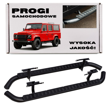 LAND ROVER DEFENDER 110 2003-2016 PEDANE LATERALI NERI MODELLO STILE SVX (Cod. AP-34465_A4x4)