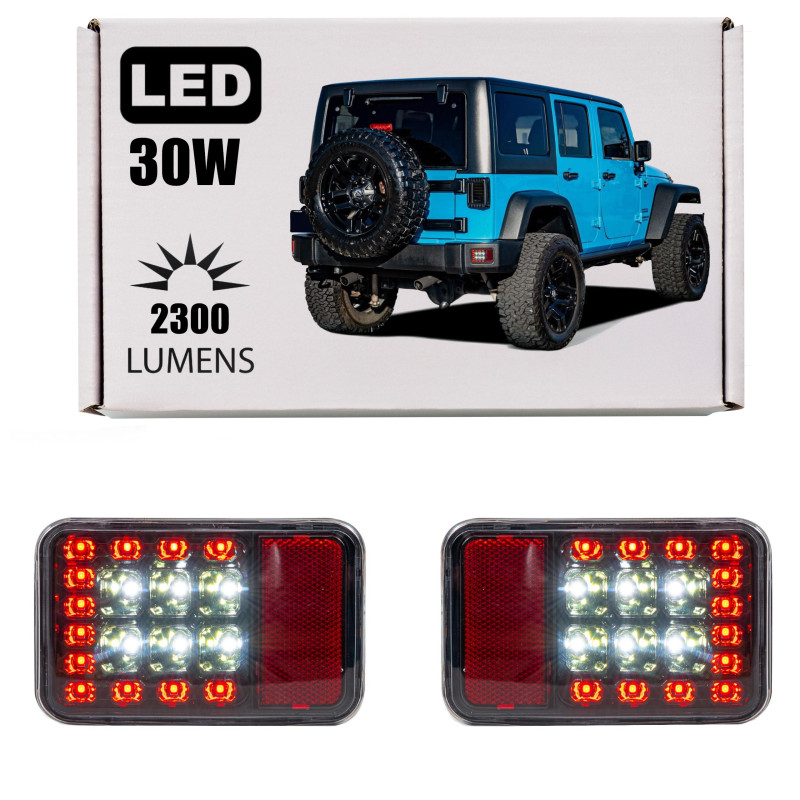 JEEP WRANGLER JK 2007-2018 FARI LED IN PARAURTI POSTERIORE 40W 2300 LUMEN (Cod. AP-35073_A4x4)